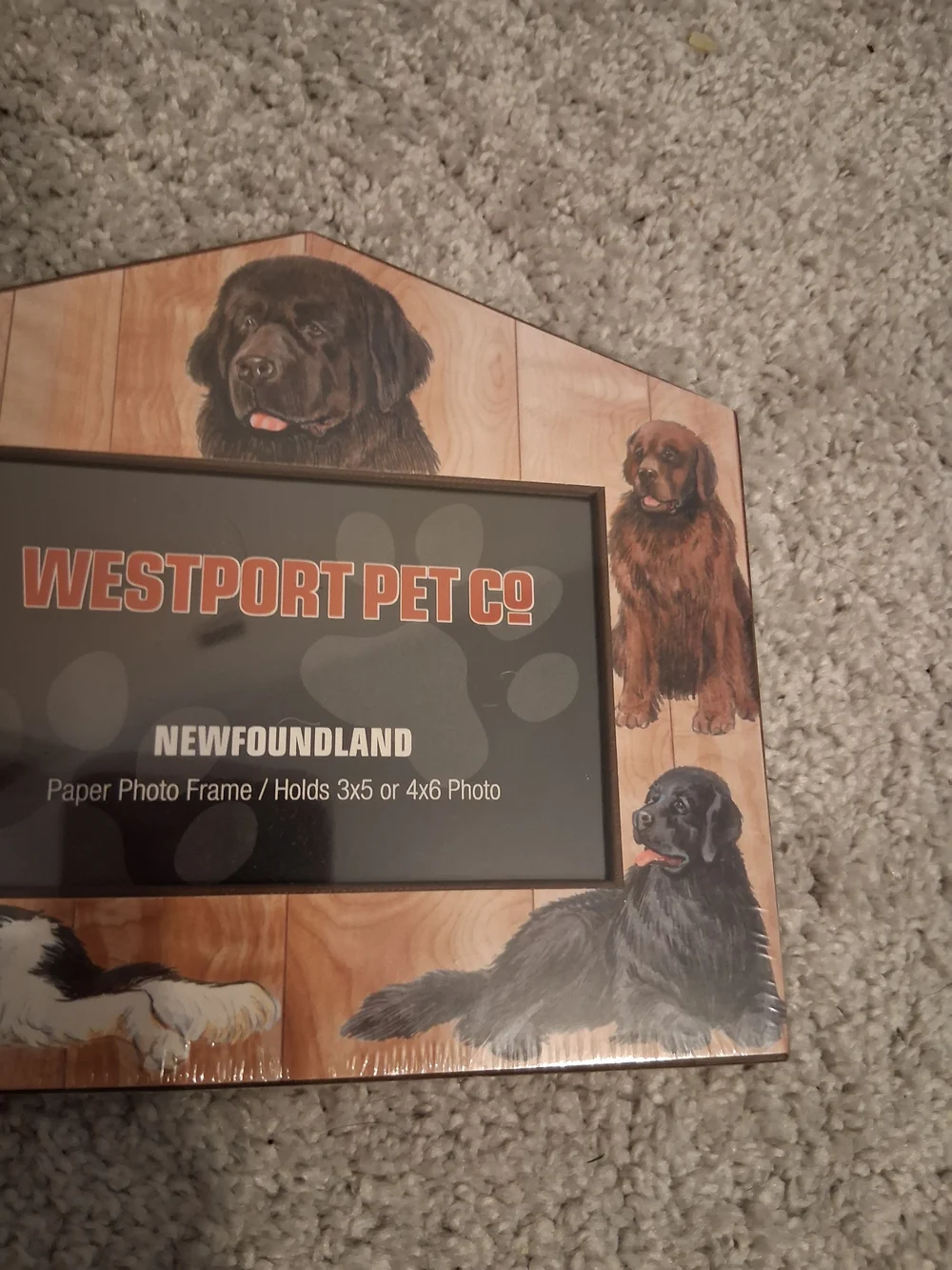 Westport Newfoundland Dog Photo Frame - Brown Wood Tone